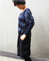 024　SACK DRESS IN MOLE FUR CHECK