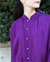 076　 HEMS WITH STRINGS STAND COLLAR SHIRT