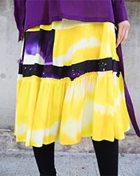 077　 LEMON YELLOW PRINTED GATHERED SKIRT